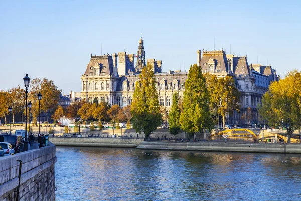 Paryż Francja Października 2018 Widok Urząd Miejski River Seine City — Zdjęcie stockowe