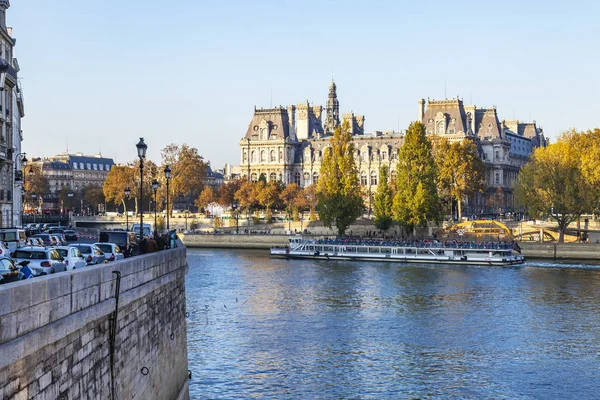 Paryż Francja Października 2018 Widok Urząd Miejski River Seine City — Zdjęcie stockowe