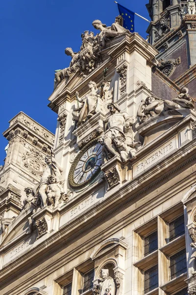 Paris França Outubro 2018 Detalhes Arquitetônicos Edifício Prefeitura Parisiense — Fotografia de Stock