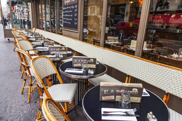 Paris France October 2018 Typical Parisian Street Morning Tables Cafe — Stock Photo, Image