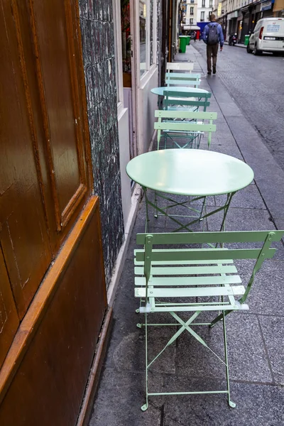 Paris France October 2018 Typical Parisian Street Morning Tables Cafe — Stock Photo, Image