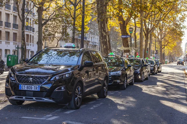 Párizs Franciaország Október 2018 Ban Taxi Város Utcai Autó — Stock Fotó