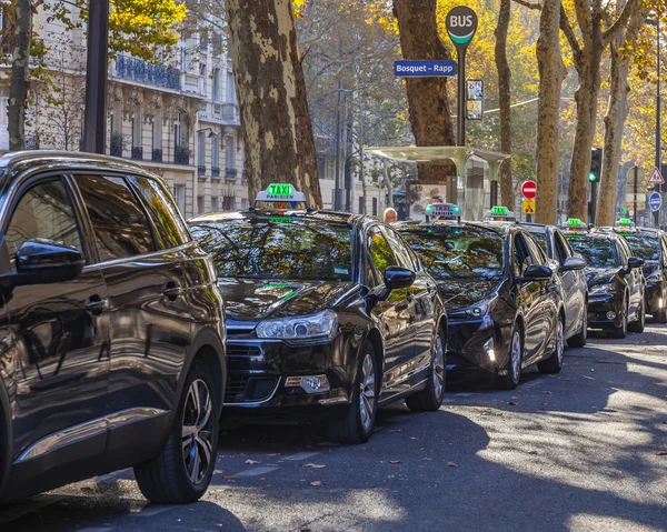 Párizs Franciaország Október 2018 Ban Taxi Város Utcai Autó — Stock Fotó