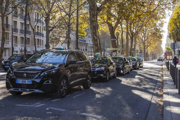 Párizs Franciaország Október 2018 Ban Taxi Város Utcai Autó — Stock Fotó