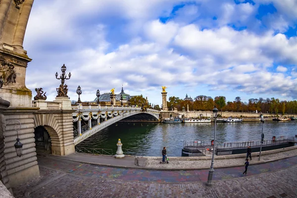 Parigi Francia Ottobre 2018 Vista Urbana Frammento Del Ponte Alessandro — Foto Stock