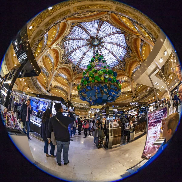 Paříž Francie Října 2018 Obchodní Přízemí Prodejny Galeries Lafayette Novoroční — Stock fotografie