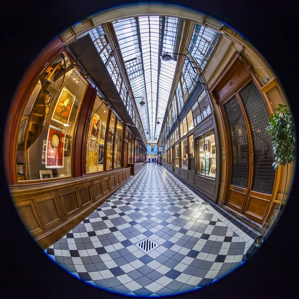 Paris France October 2018 Interior Typical Old Parisian Passage Fisheye — Stock Photo, Image