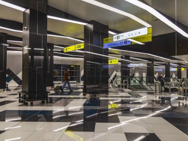 Moskova, Rusya, üzerinde 23 Ekim 2018. Sheremetyevo Uluslararası Havaalanı terminal F gidiş salonu iç