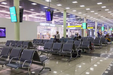 Moskova, Rusya, üzerinde 23 Ekim 2018. Sheremetyevo Uluslararası Havaalanı terminal F gidiş salonu iç