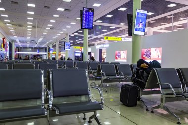 Moskova, Rusya, üzerinde 23 Ekim 2018. Sheremetyevo Uluslararası Havaalanı terminal F gidiş salonu iç