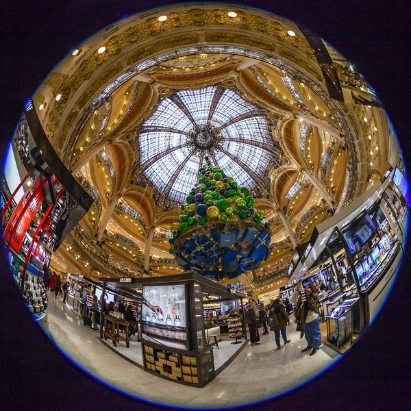 Paříž Francie Října 2018 Obchodní Přízemí Prodejny Galeries Lafayette Novoroční — Stock fotografie