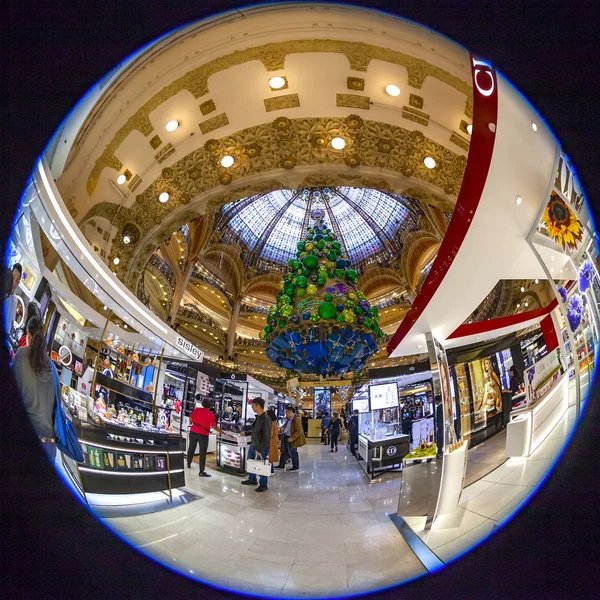 Paříž Francie Října 2018 Obchodní Přízemí Prodejny Galeries Lafayette Novoroční — Stock fotografie