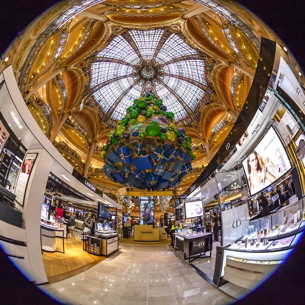 Paříž Francie Října 2018 Obchodní Přízemí Prodejny Galeries Lafayette Novoroční — Stock fotografie