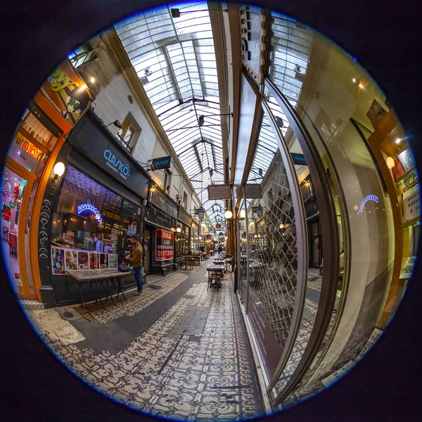 Paris France October 2018 Interior Typical Old Parisian Passage Fisheye — Stock Photo, Image