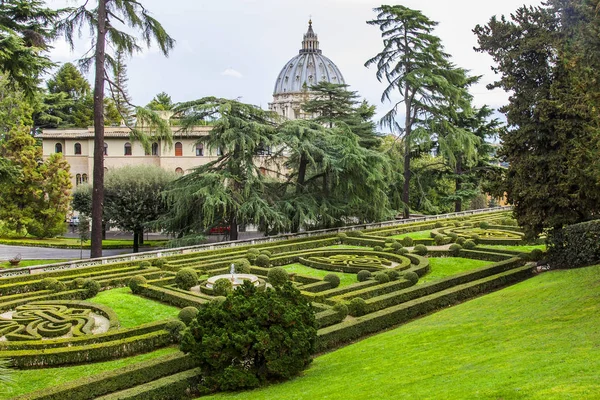 2017年3月7日 意大利罗马 在春天梵蒂冈花园的一个风景如画的花坛 — 图库照片