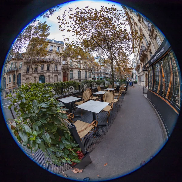 Paris France Oktober 2018 Ein Städtischer Blick Kleine Tische Eines — Stockfoto