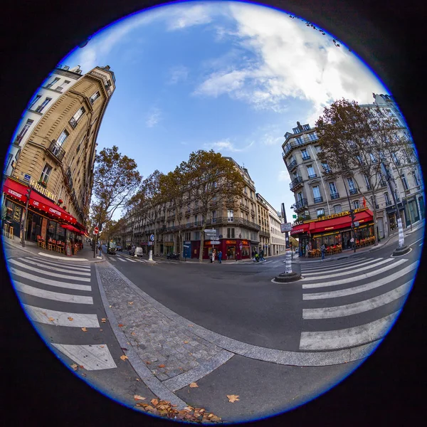 París Francia Octubre 2018 Típica Calle Ciudad Con Edificio Histórico —  Fotos de Stock