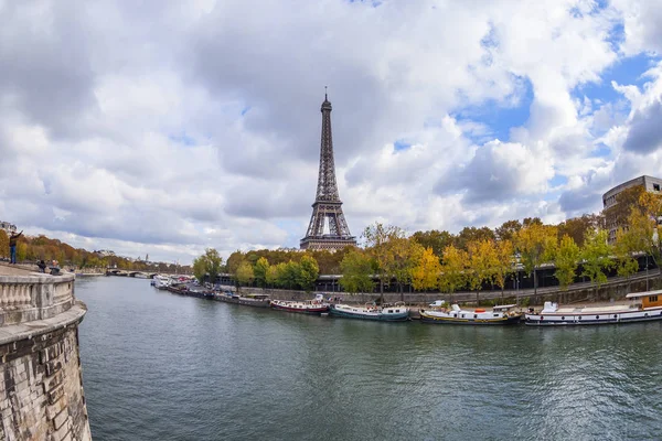 Parigi Francia Ottobre 2018 Vista Della Senna Argine Torre Eiffel — Foto Stock