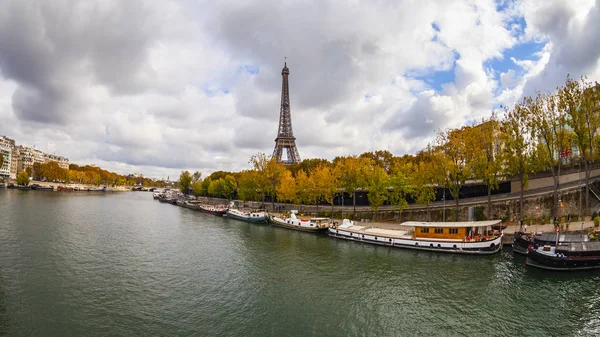 Parigi Francia Ottobre 2018 Vista Della Senna Argine Torre Eiffel — Foto Stock