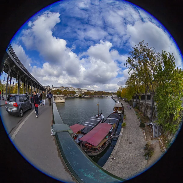 París Francia Octubre 2018 Paisaje Ciudad Vista Del Puente Bir —  Fotos de Stock