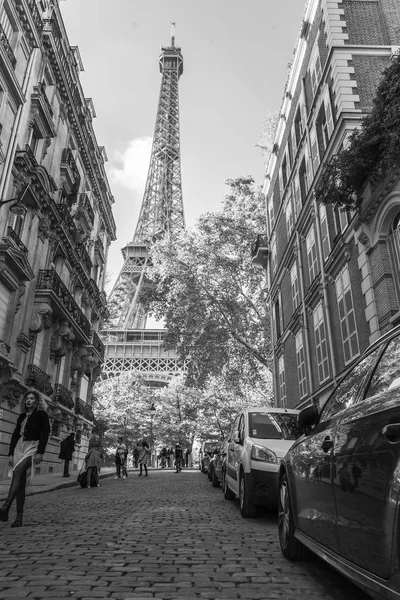 Paris Fransa Üzerinde Ekim 2018 Pitoresk Kent Sokak Eyfel Kulesi — Stok fotoğraf