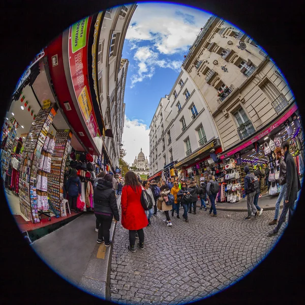 Paříž Francie Října 2018 Lidé Chodí Malebné Ulici Úpatí Kopce — Stock fotografie