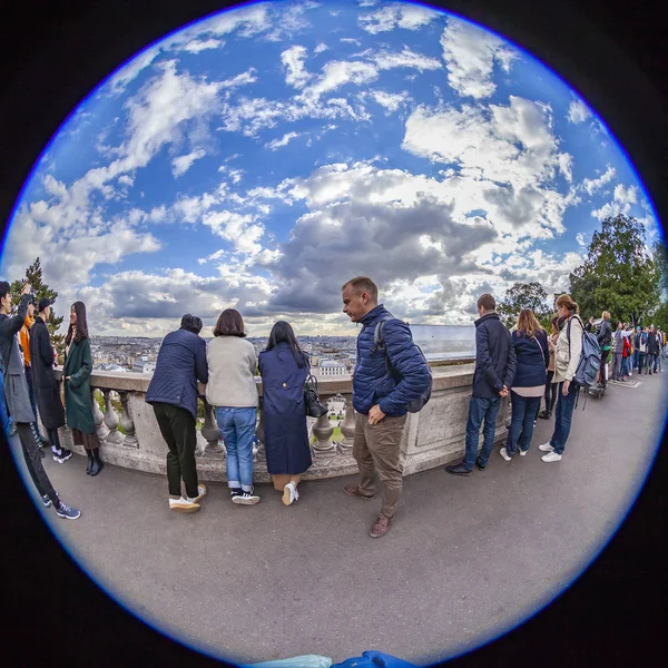 Paris France October 2018 City Panorama Opening Montmartre Hill Tourists — Stock Photo, Image