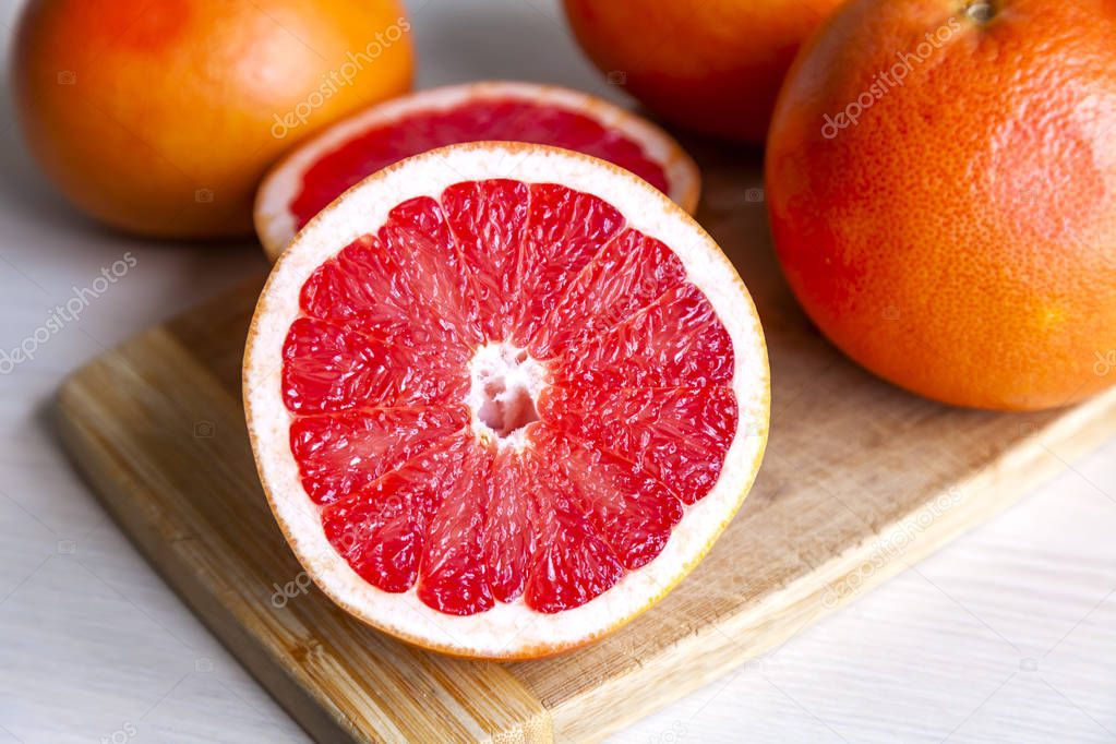 Ripe fresh grapefruits on a table