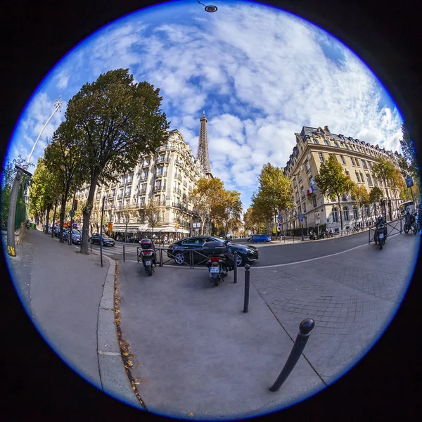 París Francia Octubre 2018 Pintoresca Calle Ciudad Torre Eiffel Tour —  Fotos de Stock