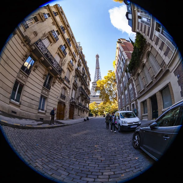 Paříž Francie Října 2018 Malebné Město Ulice Eiffelova Věž Tour — Stock fotografie