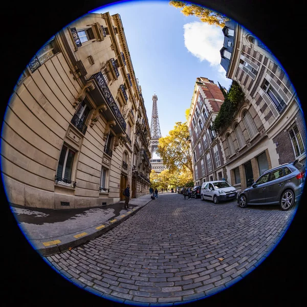 Paris France October 2018 Picturesque City Street Eiffel Tower Tour — Stock Photo, Image