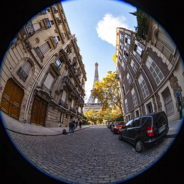 París Francia Octubre 2018 Pintoresca Calle Ciudad Torre Eiffel Tour —  Fotos de Stock