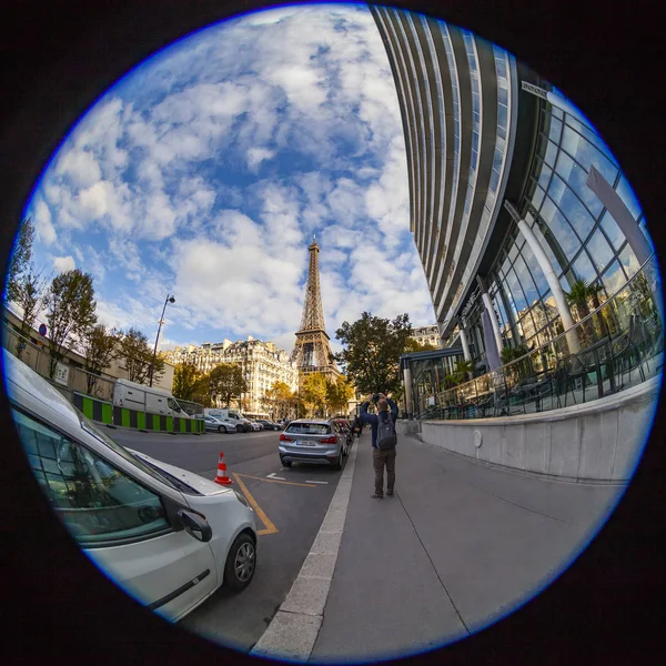 París Francia Octubre 2018 Pintoresca Calle Ciudad Torre Eiffel Tour —  Fotos de Stock