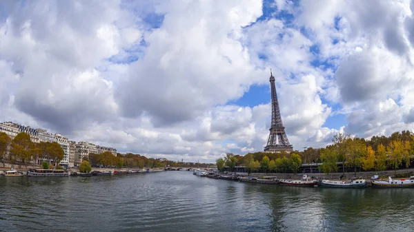 Parigi Francia Ottobre 2018 Vista Della Senna Argine Torre Eiffel — Foto Stock