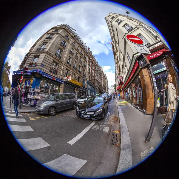 París Francia Octubre 2018 Típica Calle Ciudad Con Edificio Histórico —  Fotos de Stock