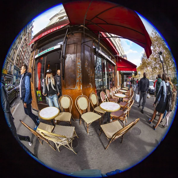 París Francia Octubre 2018 Vista Urbana Escaparate Tienda Recuerdos Acera —  Fotos de Stock