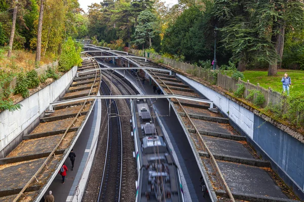 París Francia Octubre 2018 Sitio Del Ferrocarril Urbano Rer —  Fotos de Stock