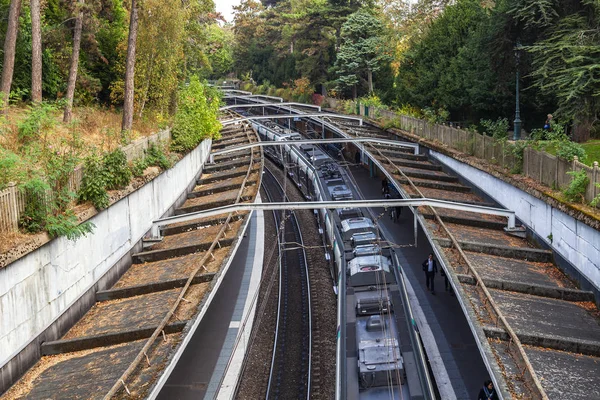 París Francia Octubre 2018 Sitio Del Ferrocarril Urbano Rer —  Fotos de Stock