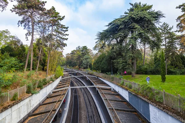 París Francia Octubre 2018 Sitio Del Ferrocarril Urbano Rer —  Fotos de Stock