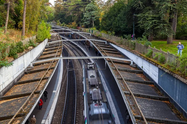 París Francia Octubre 2018 Sitio Del Ferrocarril Urbano Rer —  Fotos de Stock