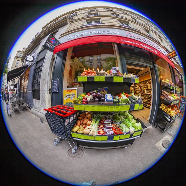 París Francia Octubre 2018 Una Fachada Tienda Tradicional Comercio Verduras — Foto de Stock