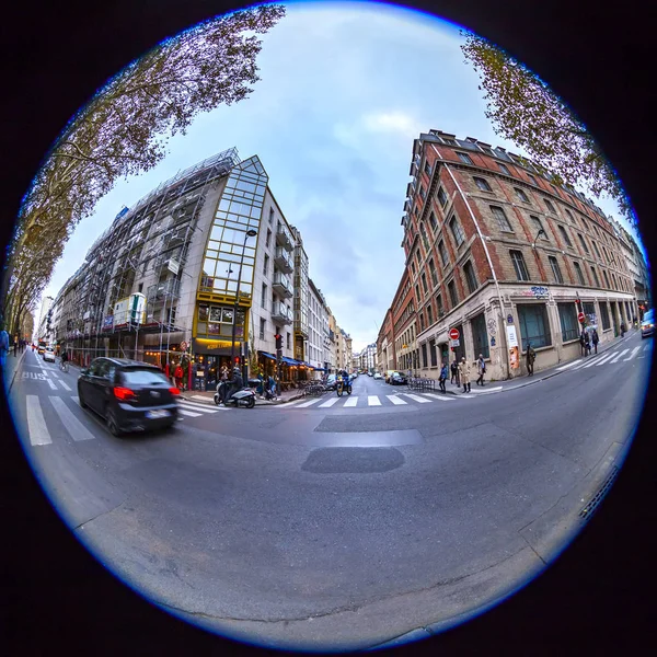 Paryż Francja Października 2018 Typowe Miasto Ulica Zabytkowym Budynku Rybie — Zdjęcie stockowe