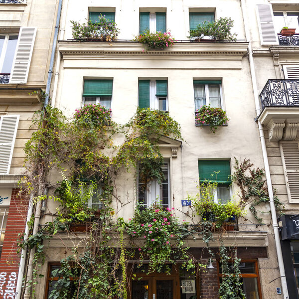 PARIS, FRANCE, on OCTOBER 26, 2018. Typical architectural details of facades historical downtown.