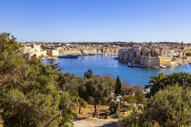 Valletta, Malta, üzerinde 8 Ocak 2019. Anket platformu bir görünümden pitoresk Körfez ve üç şehirler