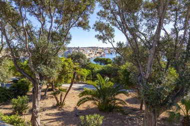 Valletta, Malta, üzerinde 8 Ocak 2019. Anket platformu bir görünümden pitoresk Körfez ve üç şehirler