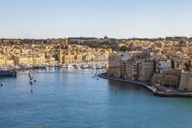 Valletta, Malta, üzerinde 8 Ocak 2019. Anket platformu bir görünümden pitoresk Körfez ve üç şehirler