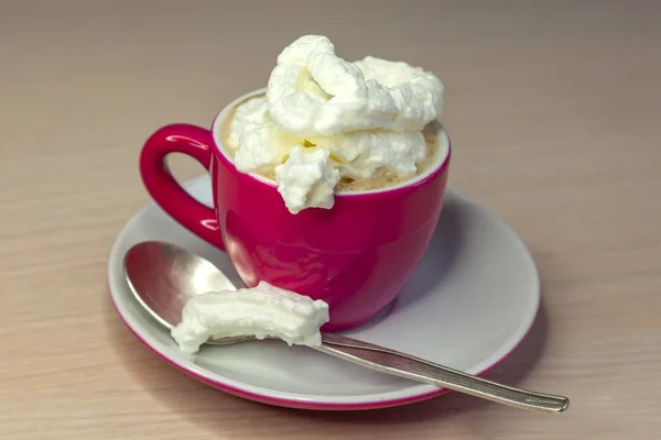 Cup Coffee Whipped Cream — Stock Photo, Image