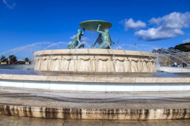 Valletta, Malta, üzerinde 8 Ocak 2019. Pitoresk Çeşme Triton 