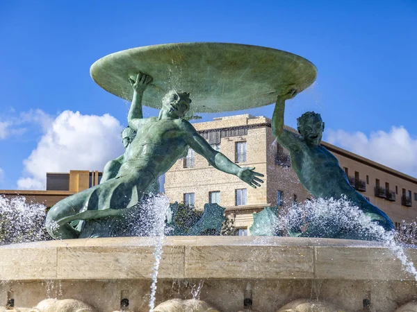 Valletta Malta Stycznia 2019 Malownicza Fontanna Trytona — Zdjęcie stockowe