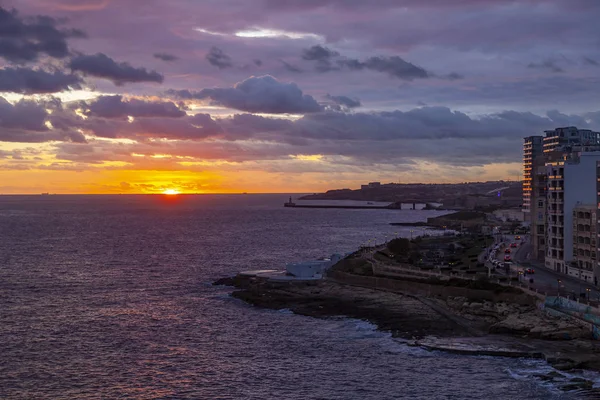 Picturesque Dawn Sun Sea — Stock Photo, Image